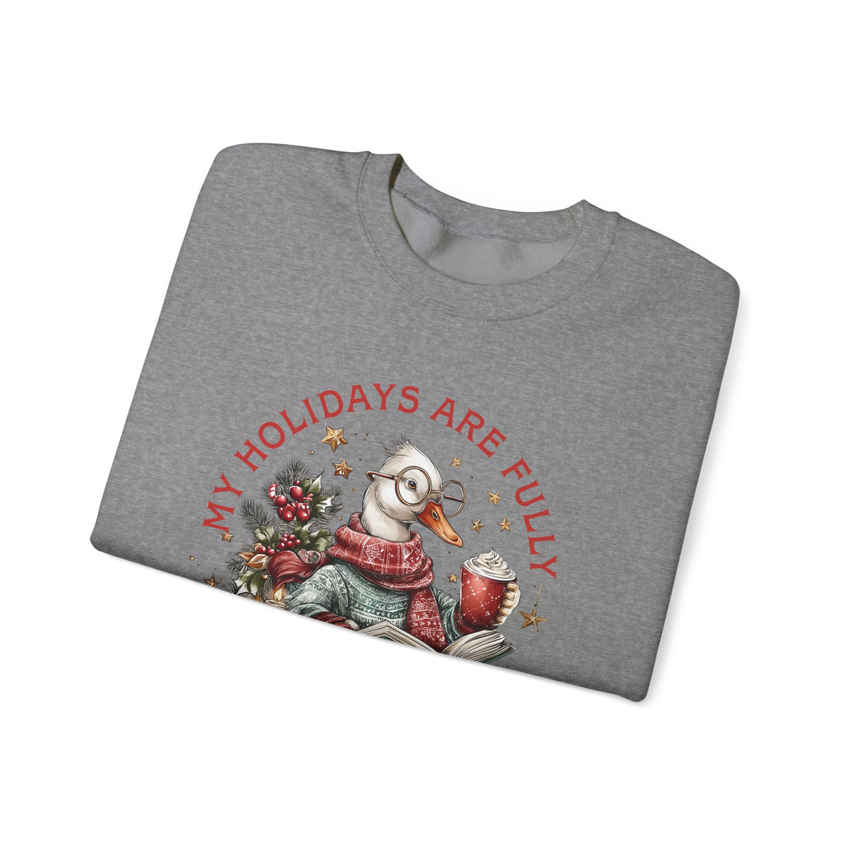 My Holidays are Fluffy and Booked – Gildan Heavy Blend | Trendy Women’s Soft Sweatshirt. Direct to Garment. Printed & Shipped in the USA. Unisex Sizes.