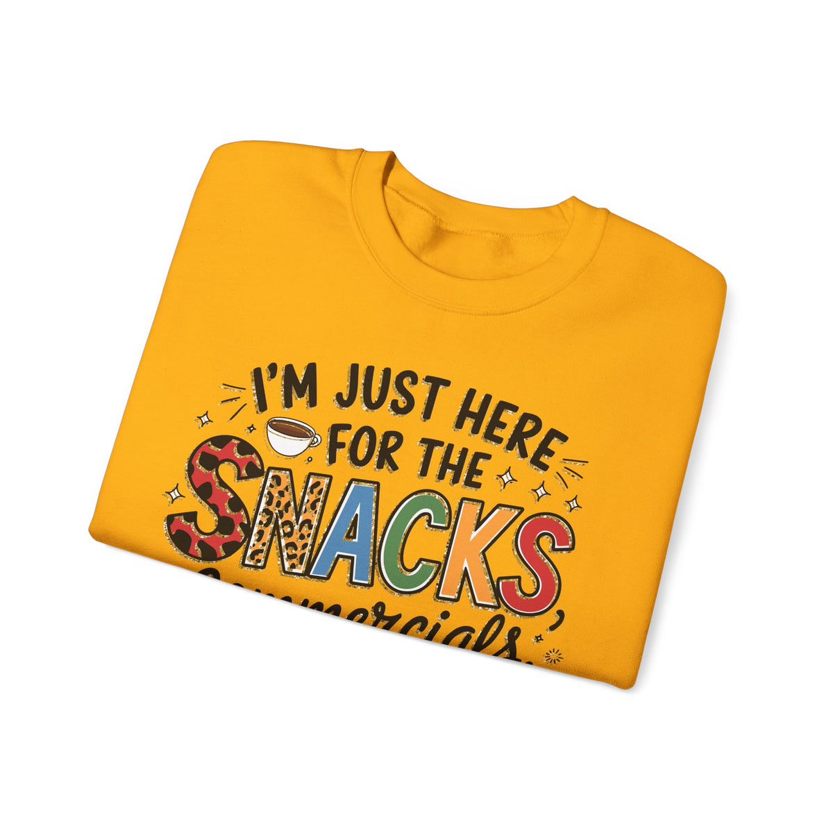 I’m Just Here for the Snacks, Commercials & Halftime Show – Gildan Heavy Blend | Trendy Women’s Soft Sweatshirt. Direct to Garment. Printed & Shipped in the USA. Unisex Sizes.