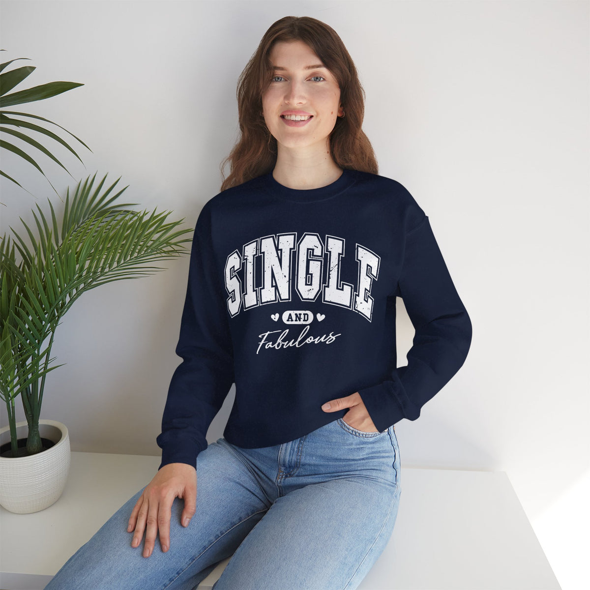 Single and Fabulous - Varsity – Gildan Heavy Blend | Trendy Women’s Soft Sweatshirt. Direct to Garment. Printed & Shipped in the USA. Unisex Sizes.