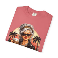 Too Old To Care, Fashionista Grandma - Comfort Colors | Trendy Women's T-Shirt. Direct to Garment. Printed & Shipped in the USA. Unisex Sizes.