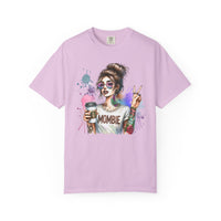 Cool Mombie with Coffee Peace Tattoo - Comfort Colors | Trendy Women's T-Shirt. Direct to Garment. Printed & Shipped in the USA. Unisex Sizes.