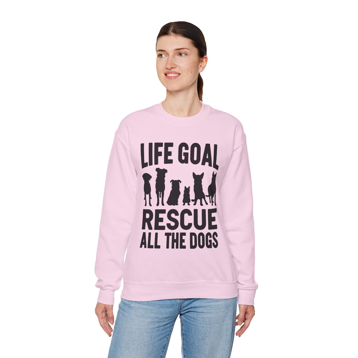 Life Goal Rescue All The Dogs – Gildan Heavy Blend | Trendy Men's and Women’s Soft Sweatshirt. Direct to Garment. Printed & Shipped in the USA. Unisex Sizes.