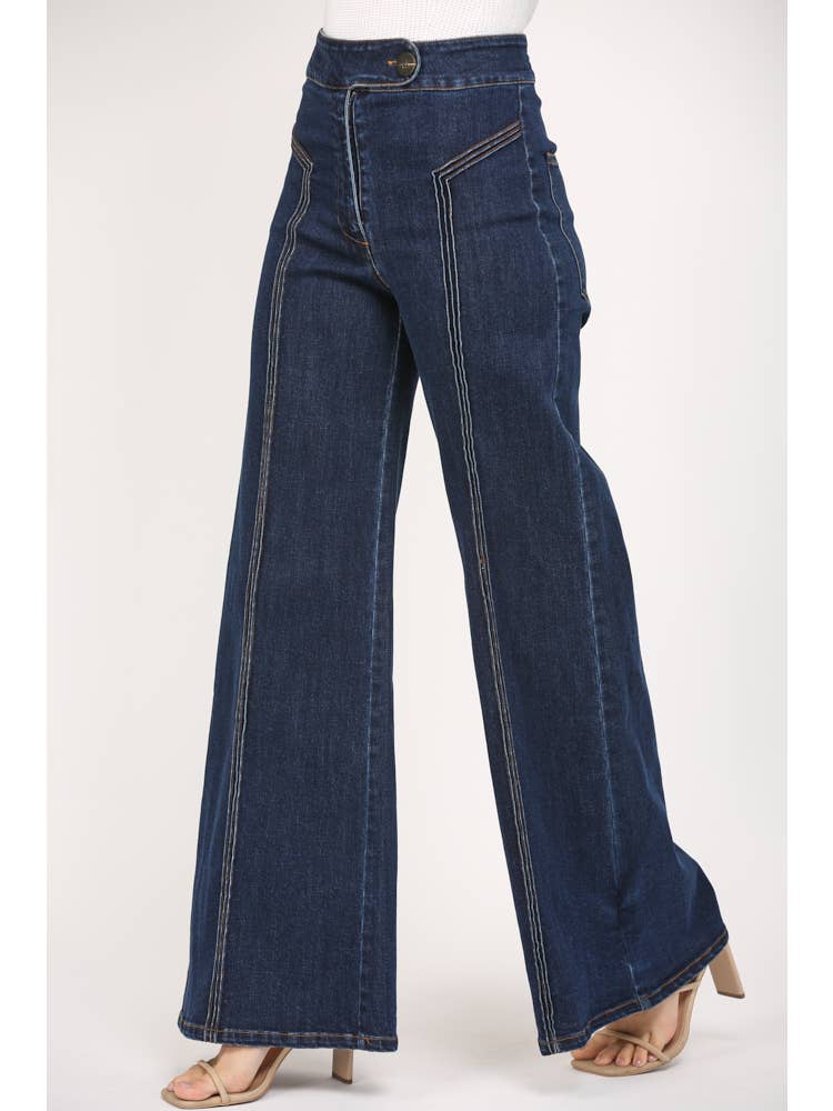 Woodstock (Dark Wash) High-Rise Wide Leg Jeans