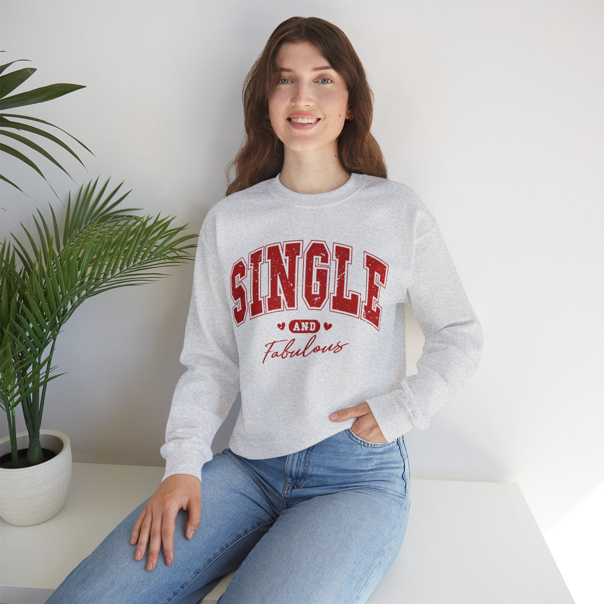 Single and Fabulous - Varsity – Gildan Heavy Blend | Trendy Women’s Soft Sweatshirt. Direct to Garment. Printed & Shipped in the USA. Unisex Sizes.