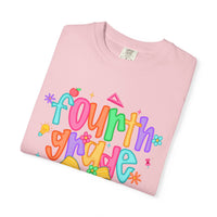 Coquette Fourth Grade Pencil Bow - Comfort Colors | Trendy Women's T-Shirt. Direct to Garment. Printed & Shipped in the USA. Unisex Sizes.