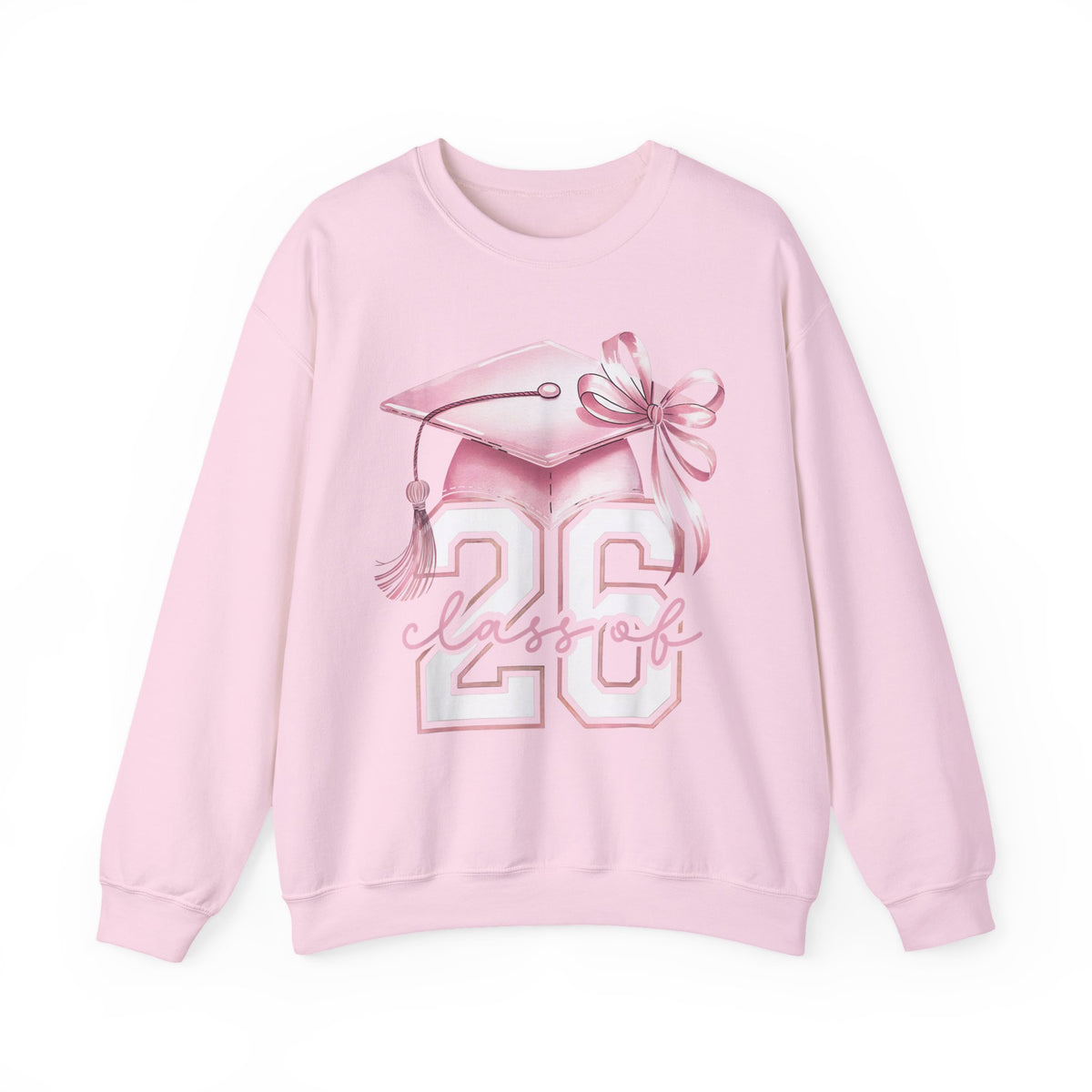 Pink Coquette, Class of 2026 26 Graduation, Pink Cap – Gildan Heavy Blend | Trendy Women’s Soft Sweatshirt. Direct to Garment. Printed & Shipped in the USA. Unisex Sizes.