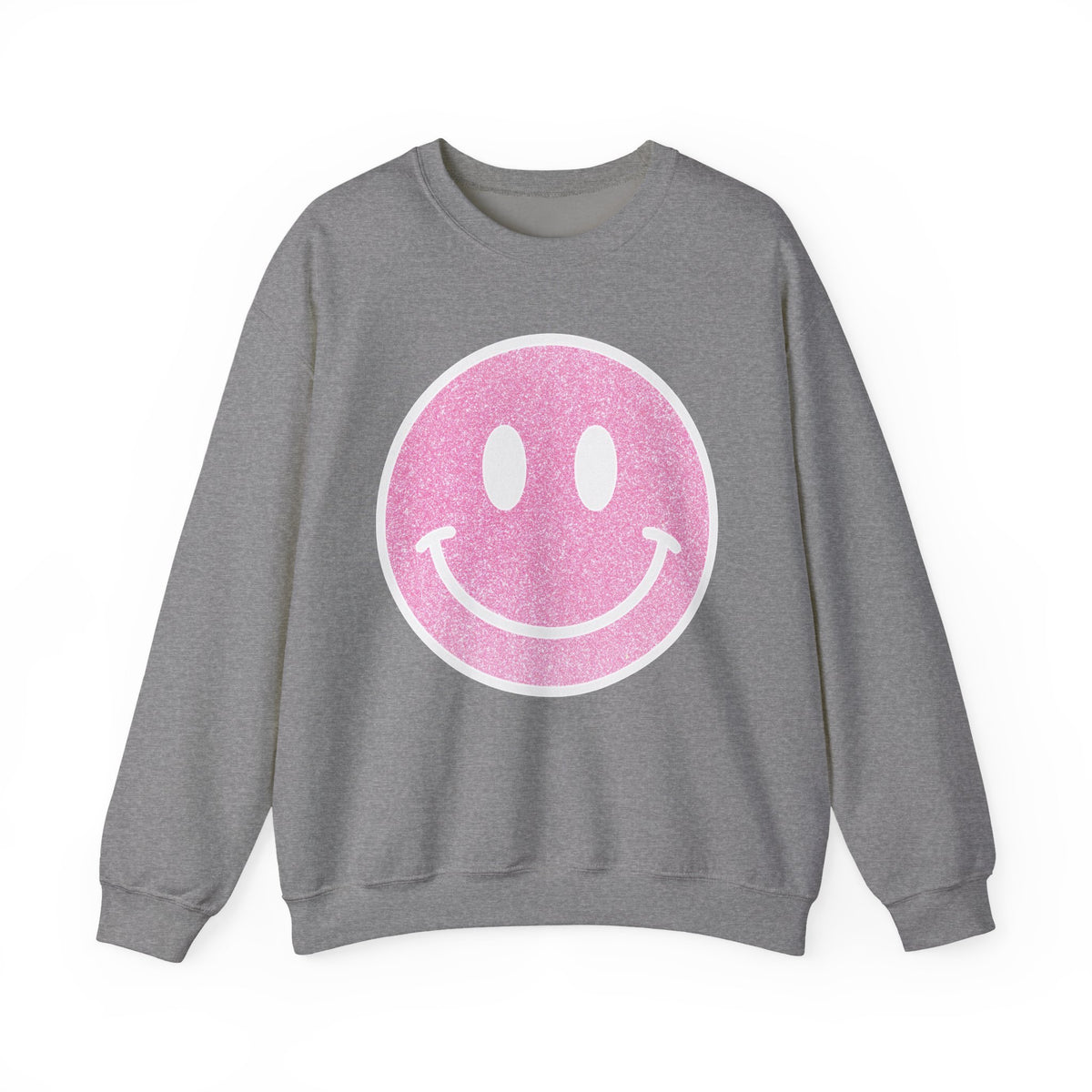 Glitter Smiley – Gildan Heavy Blend | Trendy Women’s Soft Sweatshirt. Direct to Garment. Printed & Shipped in the USA. Unisex Sizes.