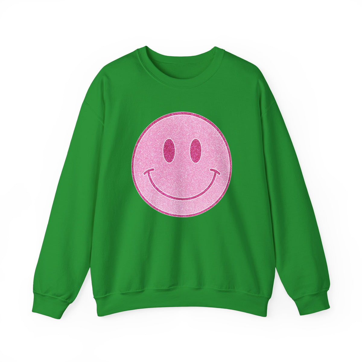 Glitter Smiley – Gildan Heavy Blend | Trendy Women’s Soft Sweatshirt. Direct to Garment. Printed & Shipped in the USA. Unisex Sizes.