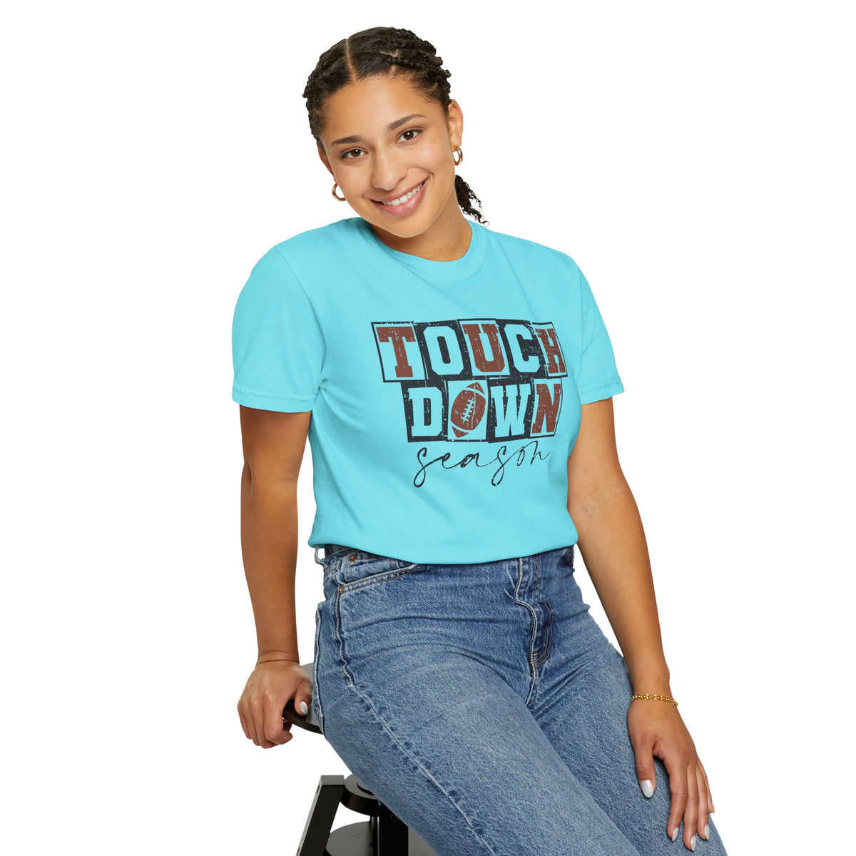 Touchdown Season - Distressed - Comfort Colors | Trendy Men's and Women's T-Shirt. Direct to Garment. Printed & Shipped in the USA. Unisex Sizes.