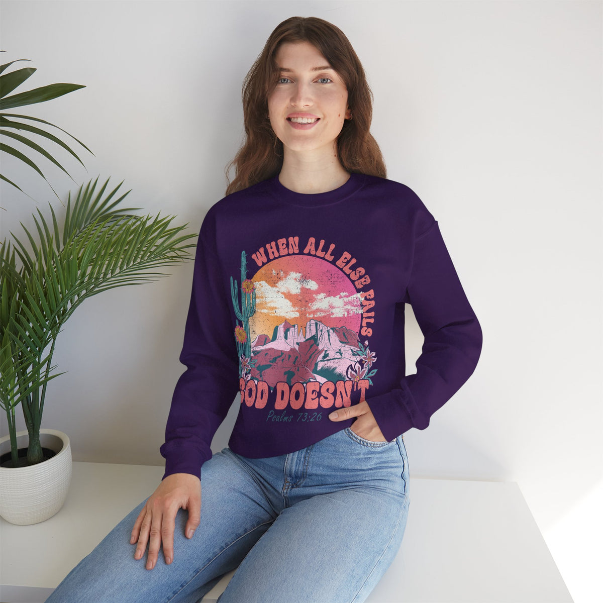 When All Else Fails, God Doesn't, Vintage – Gildan Heavy Blend | Trendy Women’s Soft Sweatshirt. Direct to Garment. Printed & Shipped in the USA. Unisex Sizes.
