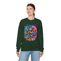 Birthday Girl, Neon Leopard – Gildan Heavy Blend | Trendy Women’s Soft Sweatshirt. Direct to Garment. Printed & Shipped in the USA. Unisex Sizes.