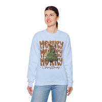 Merry Merry Merry Christmas, Faux Latch Hook Yarn – Gildan Heavy Blend | Trendy Women’s Soft Sweatshirt. Direct to Garment. Printed & Shipped in the USA. Unisex Sizes.