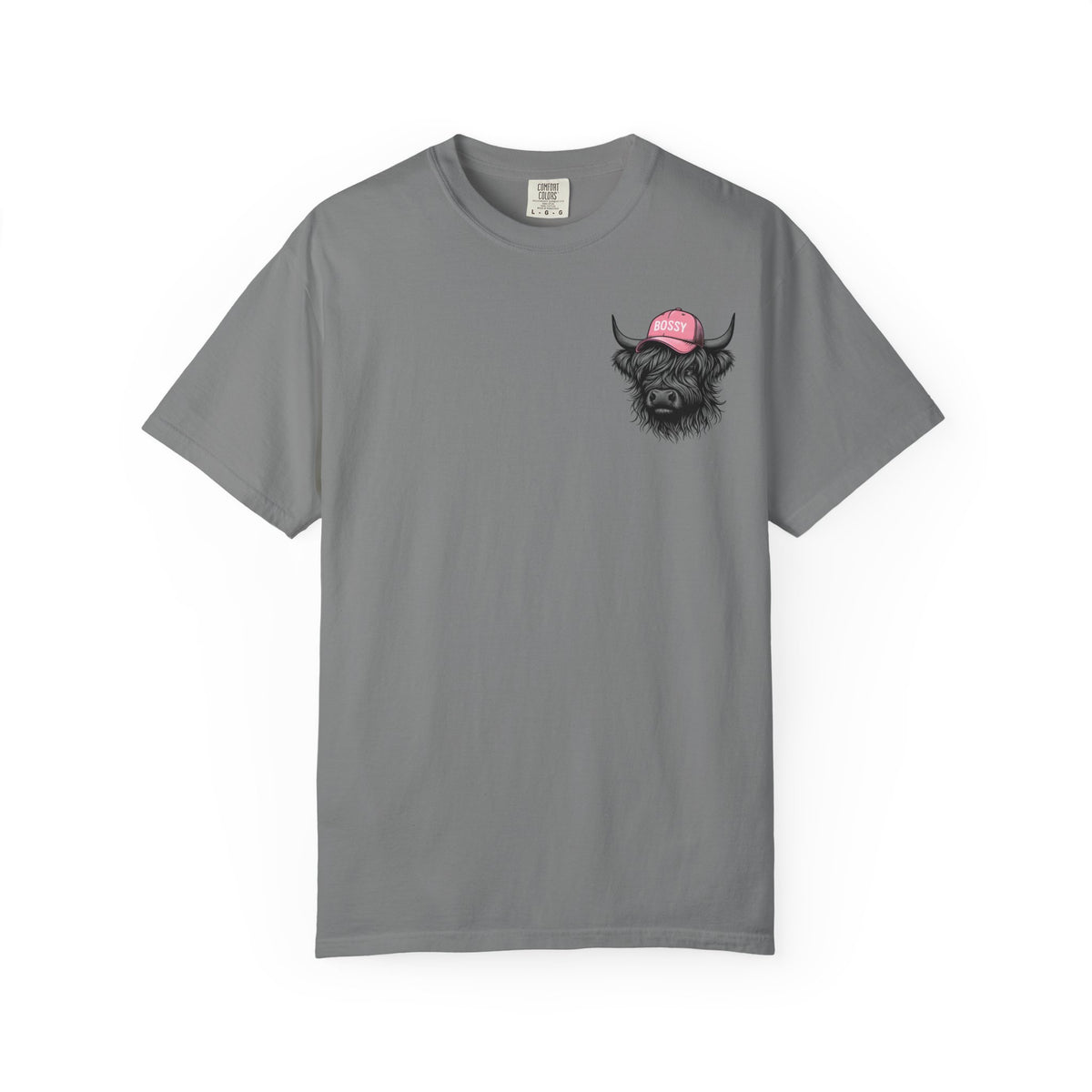 Head Heffa Highland Cow, Front & Back Print - Comfort Colors | Trendy Women's T-Shirt. Direct to Garment. Printed & Shipped in the USA. Unisex Sizes.