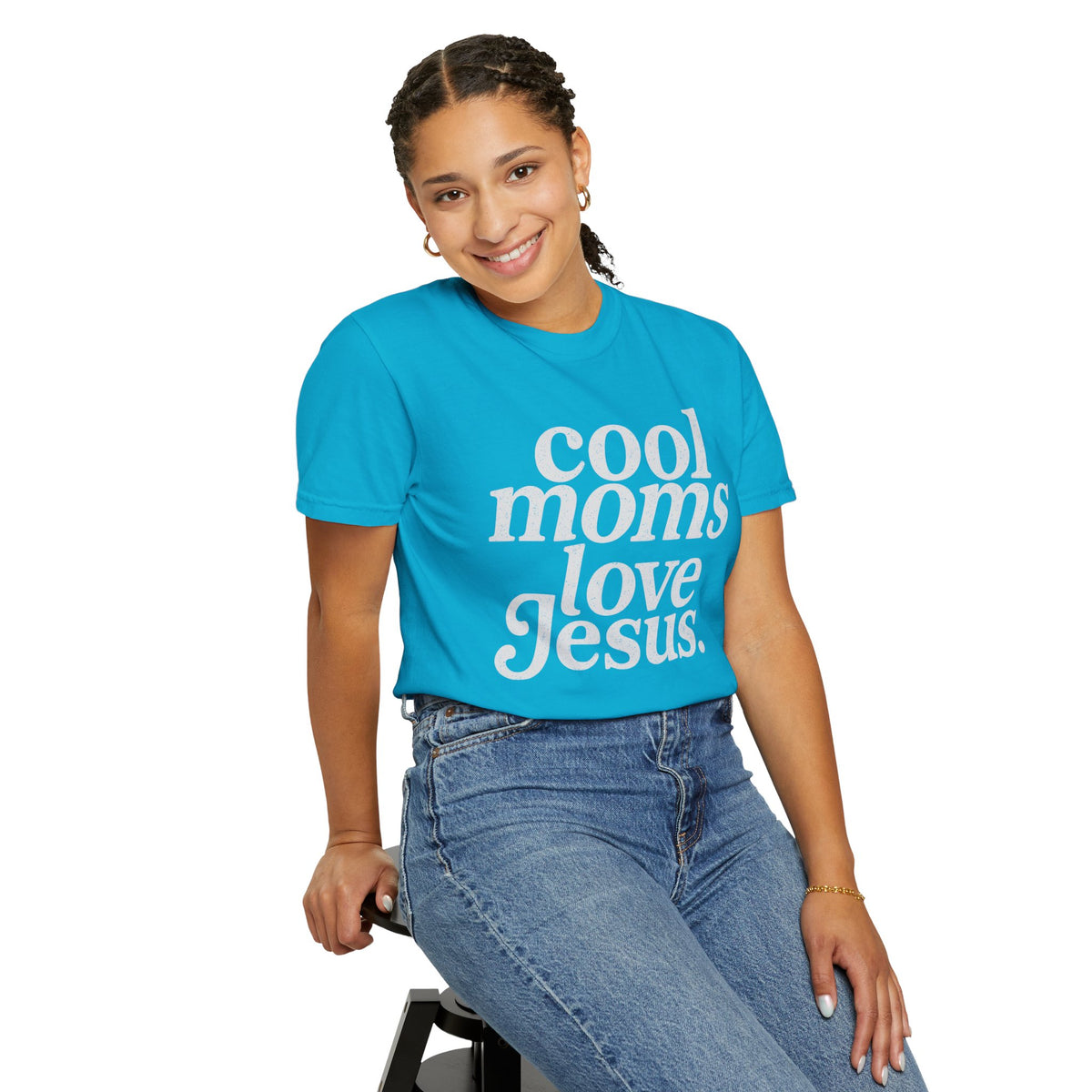 Cool Moms Love Jesus, Vintage - Comfort Colors | Trendy Women's T-Shirt. Direct to Garment. Printed & Shipped in the USA. Unisex Sizes.