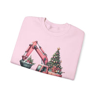 Excavator Merry Christmas Construction – Gildan Heavy Blend | Trendy Women’s Soft Sweatshirt. Direct to Garment. Printed & Shipped in the USA. Unisex Sizes.