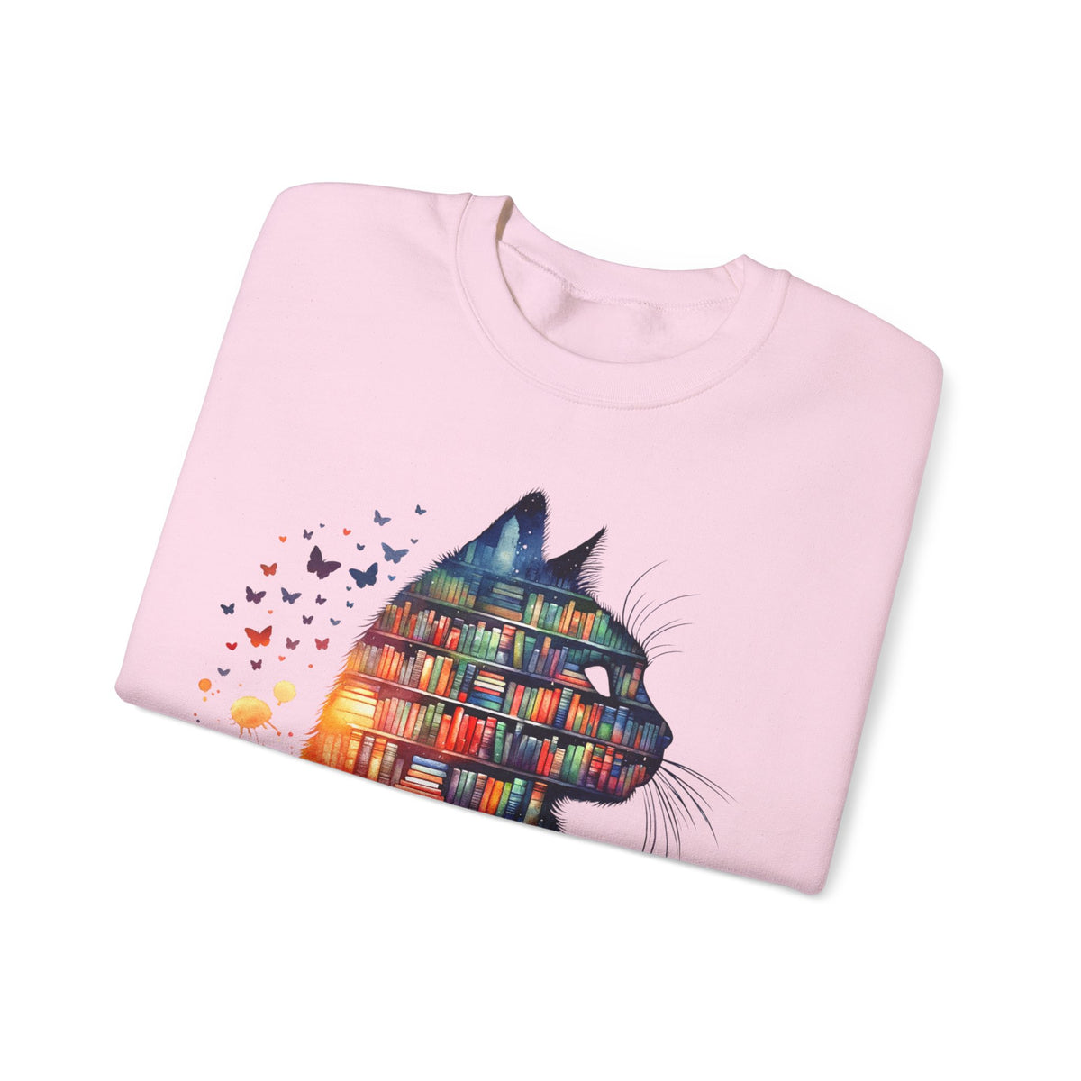 Cat Silhouette for Book Lovers – Gildan Heavy Blend | Trendy Women’s Soft Sweatshirt. Direct to Garment. Printed & Shipped in the USA. Unisex Sizes.