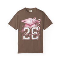 Pink Coquette, Class of 2026 Graduation Cap - Comfort Colors | Trendy Women's T-Shirt. Direct to Garment. Printed & Shipped in the USA. Unisex Sizes.