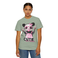 Cute But Feral, Possum in Pink Bibs - Comfort Colors | Trendy Women's T-Shirt. Direct to Garment. Printed & Shipped in the USA. Unisex Sizes.