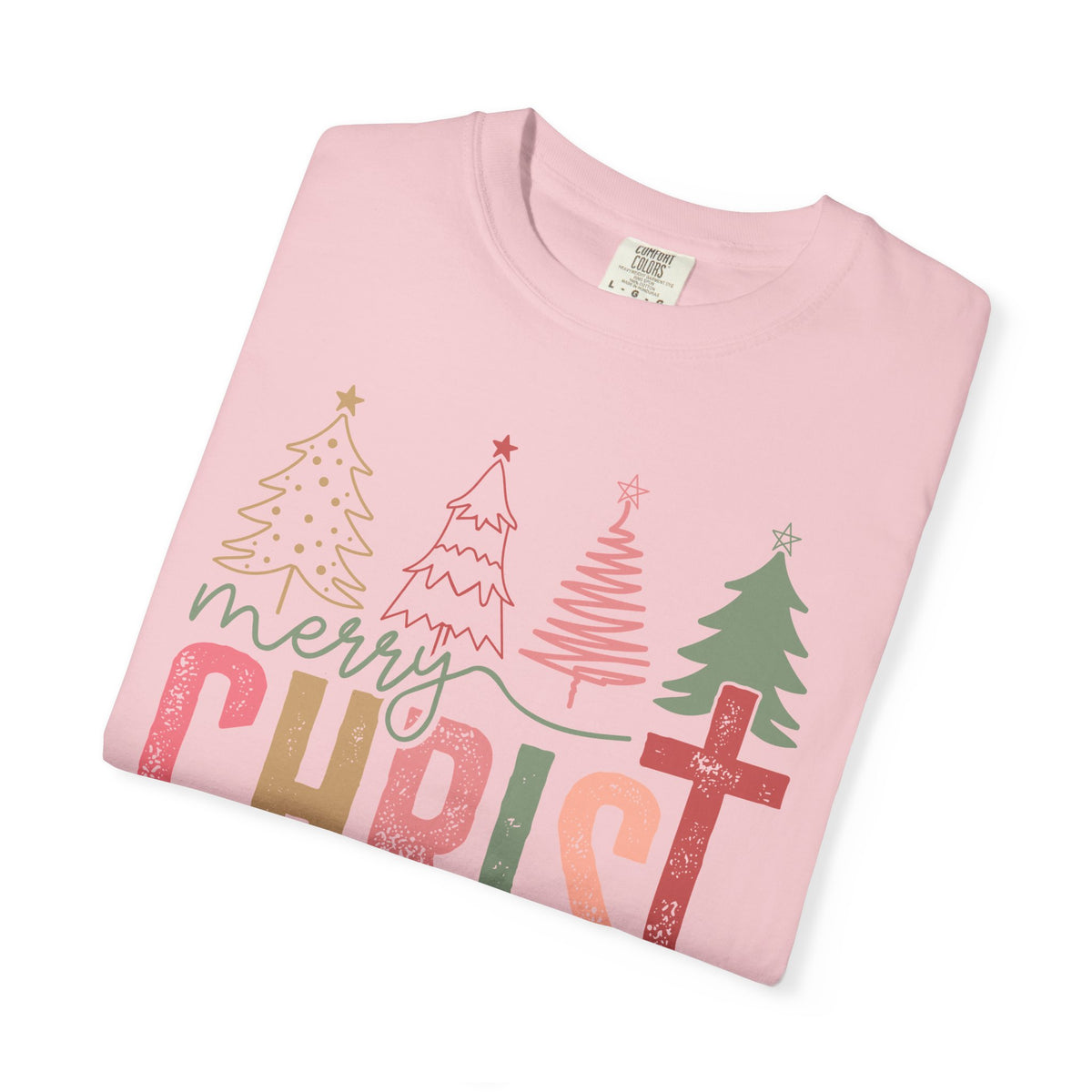 Merry ChrisTmas Christian Faith Graphic - Comfort Colors | Trendy Women's T-Shirt. Direct to Garment. Printed & Shipped in the USA. Unisex Sizes.