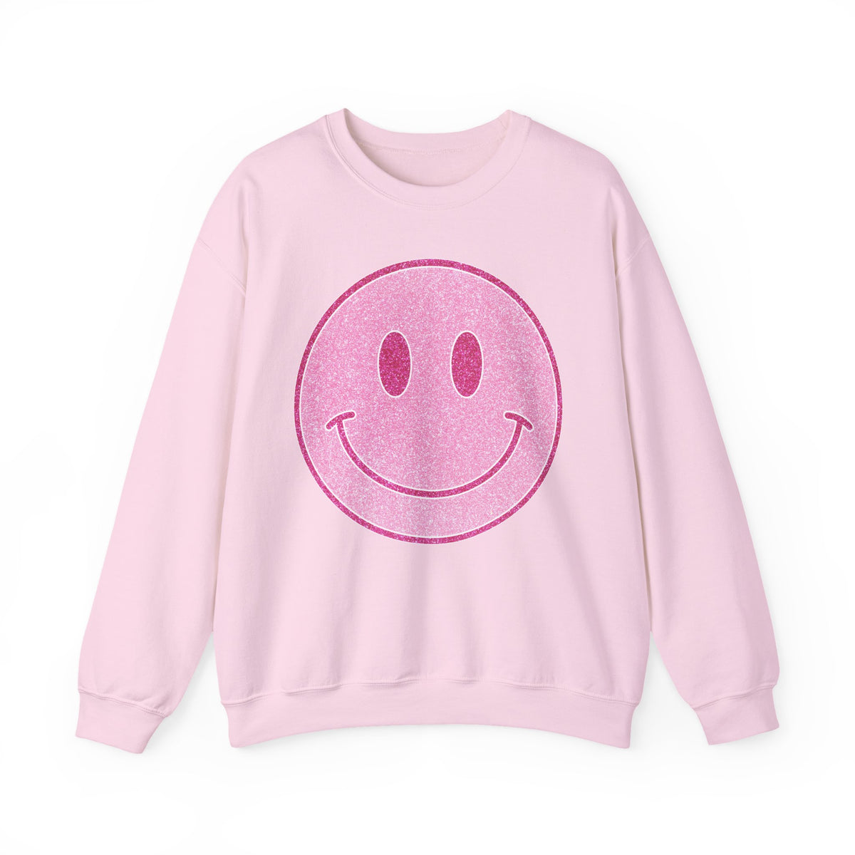 Glitter Smiley – Gildan Heavy Blend | Trendy Women’s Soft Sweatshirt. Direct to Garment. Printed & Shipped in the USA. Unisex Sizes.