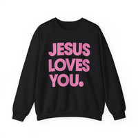 Jesus Loves You – Gildan Heavy Blend | Trendy Women’s and Men's Soft Sweatshirt. Direct to Garment. Printed & Shipped in the USA. Unisex Sizes.