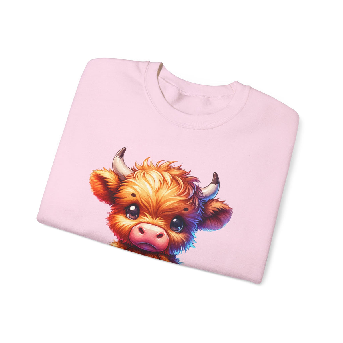 Sugar Addict Highland Cow – Gildan Heavy Blend | Trendy Women’s Soft Sweatshirt. Direct to Garment. Printed & Shipped in the USA. Unisex Sizes.