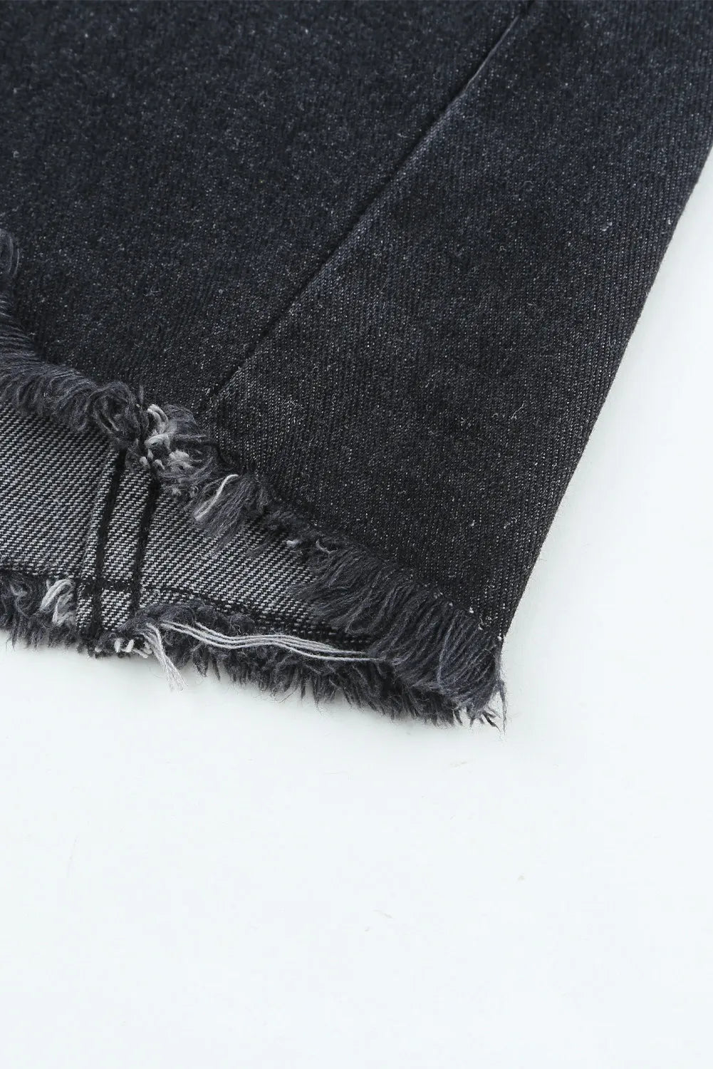 Ella Black Jean Jacket, Distressed w/Raw Hem