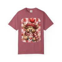 Highland Cow Be Mine, Red Checkered - Comfort Colors | Trendy Women's T-Shirt. Direct to Garment. Printed & Shipped in the USA. Unisex Sizes.