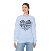Dog Paw Heart – Gildan Heavy Blend | Trendy Women’s Soft Sweatshirt. Direct to Garment. Printed & Shipped in the USA. Unisex Sizes.