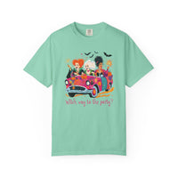 Witch Way to the Party? - Comfort Colors | Trendy Women's T-Shirt. Direct to Garment. Printed & Shipped in the USA. Unisex Sizes.