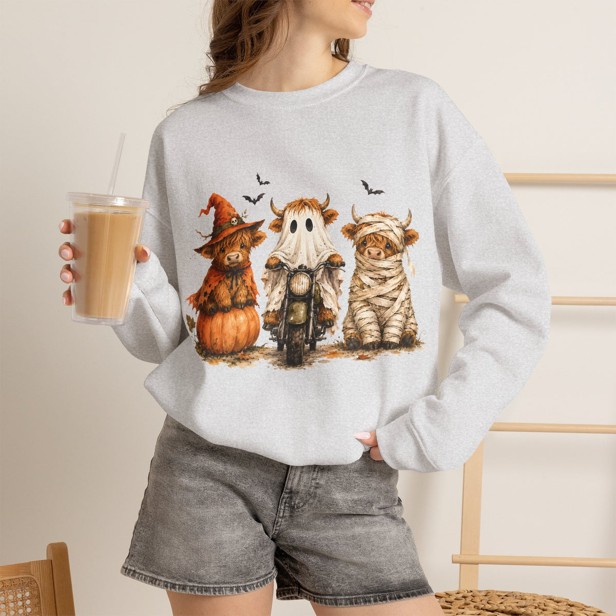 Highland Cows Halloween Costumes– Gildan Heavy Blend | Trendy Women’s Soft Sweatshirt. Direct to Garment. Printed & Shipped in the USA. Unisex Sizes.