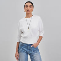 Jaclyn (Ivory) 3/4 Sleeve 94% Cotton Top