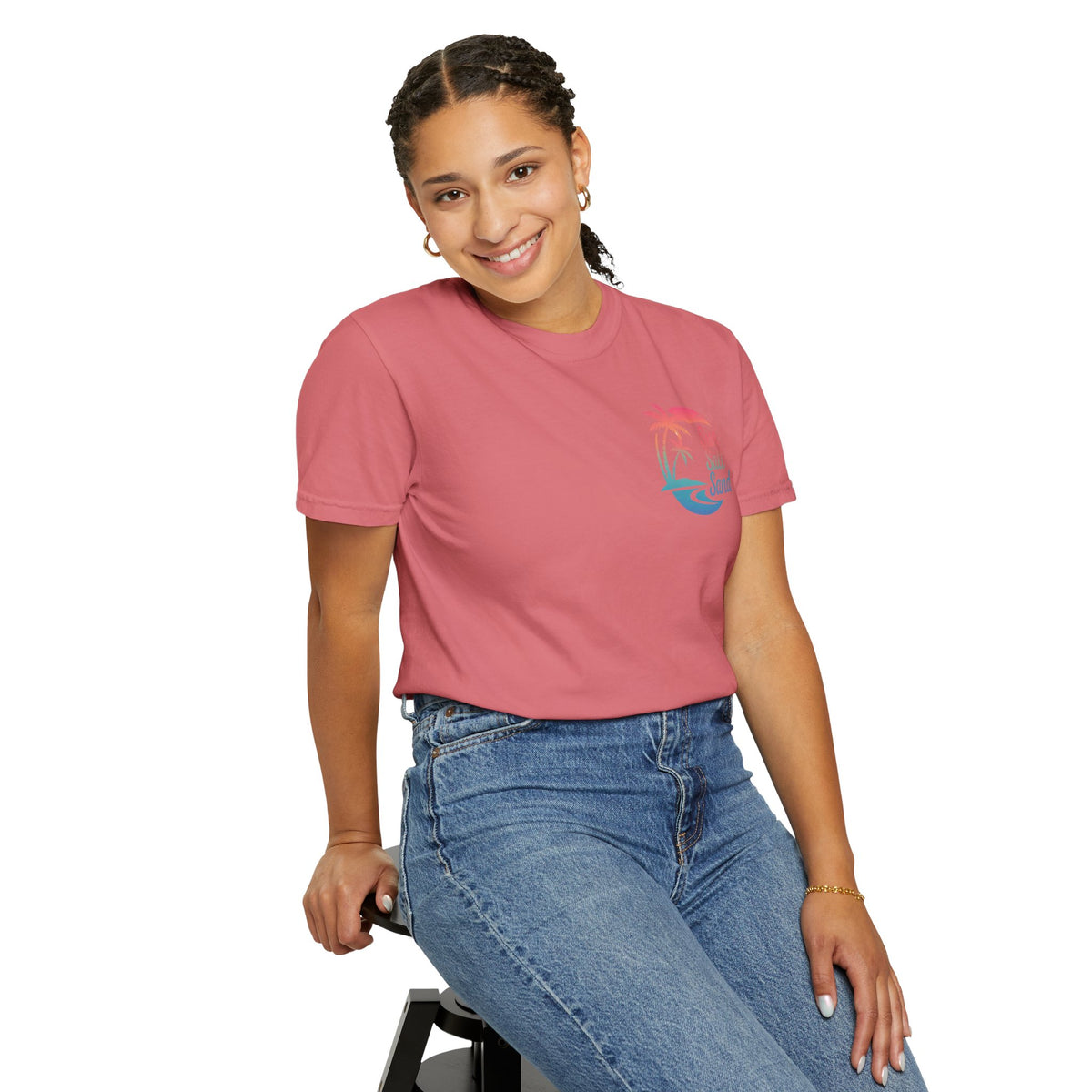 Sun Salt Sand, Beach Sunset - Front & Back Print - Comfort Colors | Trendy Women's and Men's T-Shirt. Direct to Garment. Printed & Shipped in the USA. Unisex Sizes.