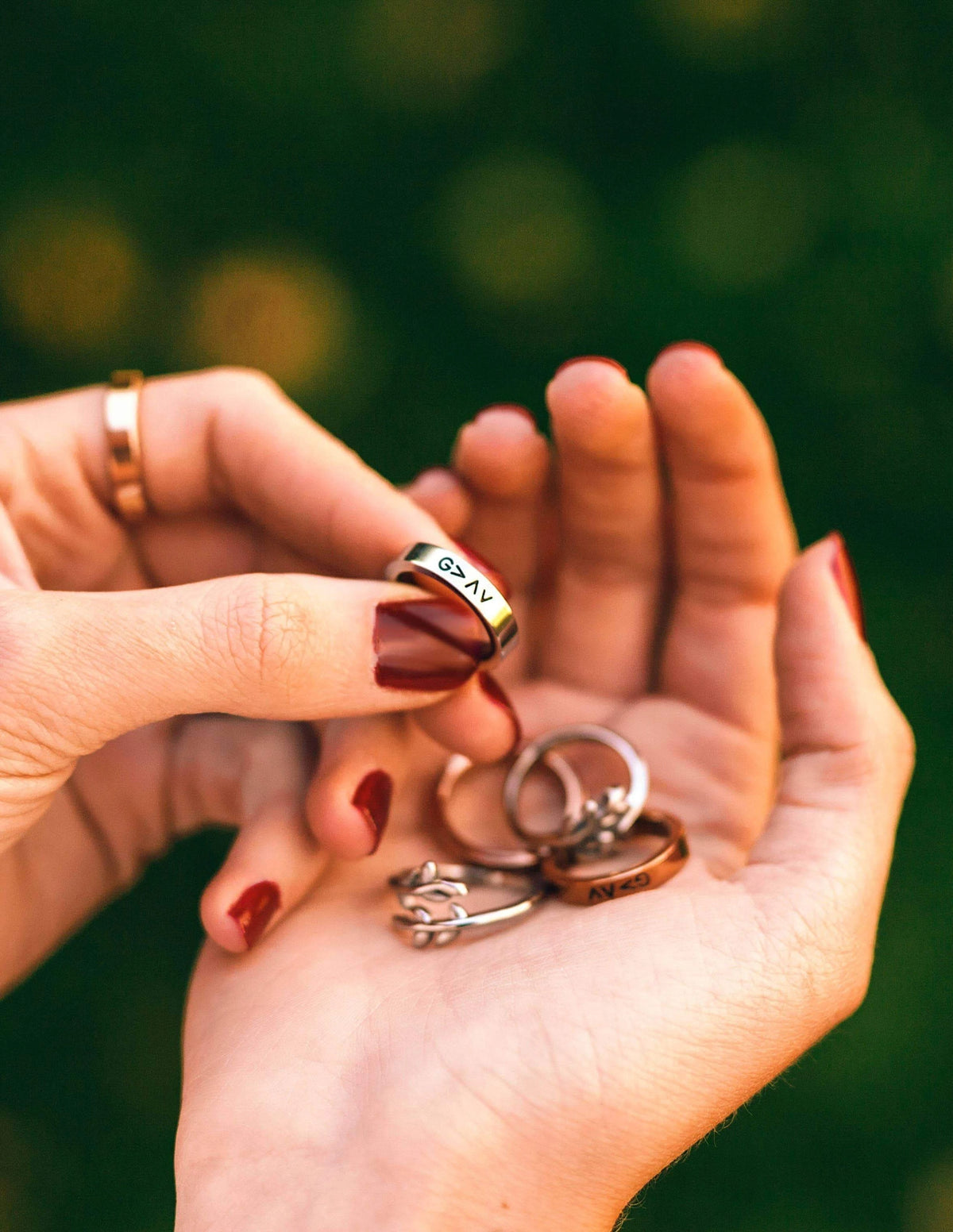 "God is Greater…Highs Lows" Rose Gold-Colored Stackable Ring