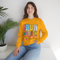 Bruh We Back - Gift For Teachers – Gildan Heavy Blend | Trendy Women’s and Men's Soft Sweatshirt. Direct to Garment. Printed & Shipped in the USA. Unisex Sizes.