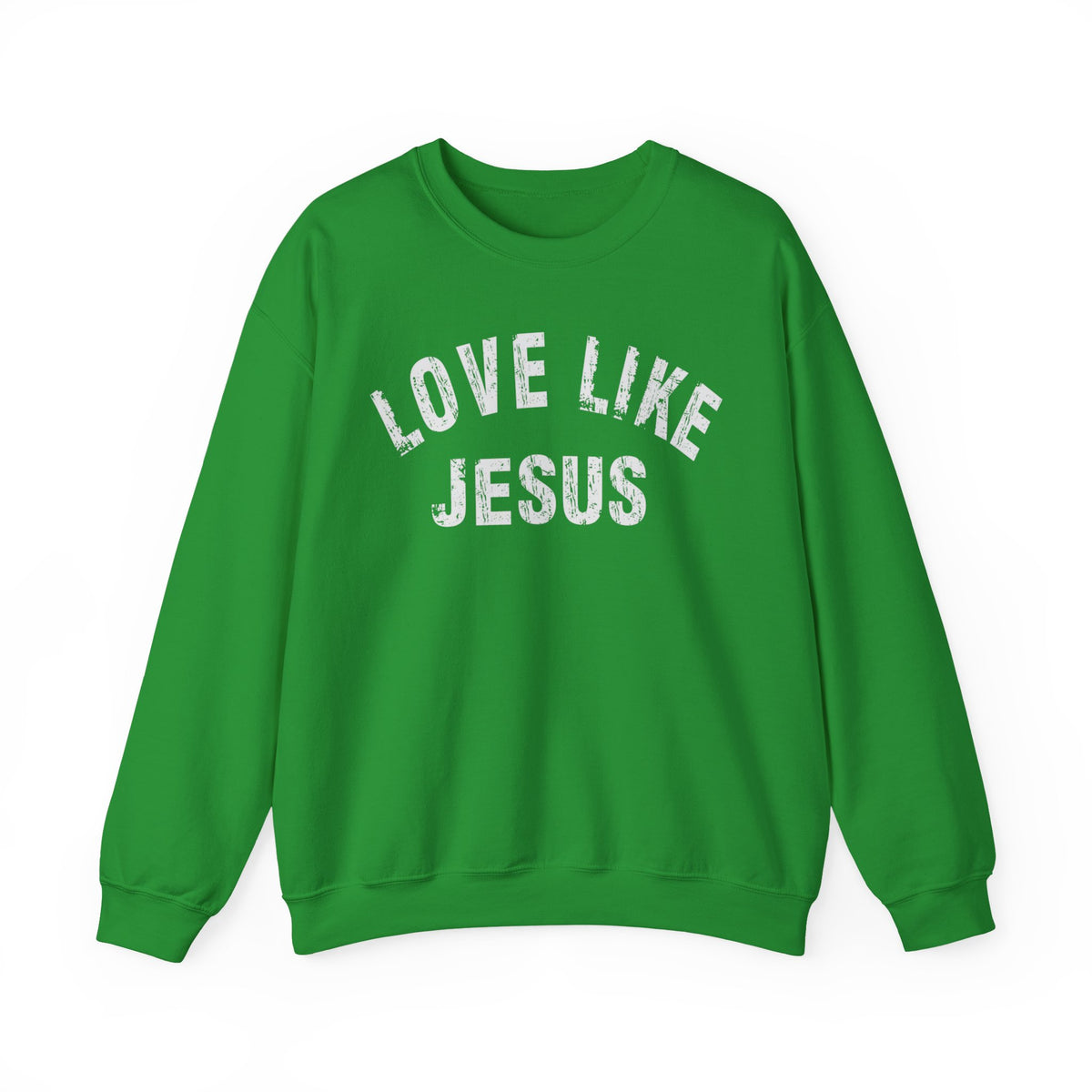 Love Like Jesus - Distressed – Gildan Heavy Blend | Trendy Men's and Women’s Soft Sweatshirt. Direct to Garment. Printed & Shipped in the USA. Unisex Sizes.