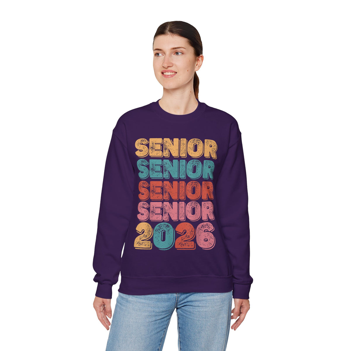Senior Class of 2026 Retro – Gildan Heavy Blend | Trendy Men's and Women’s Soft Sweatshirt. Direct to Garment. Printed & Shipped in the USA. Unisex Sizes.
