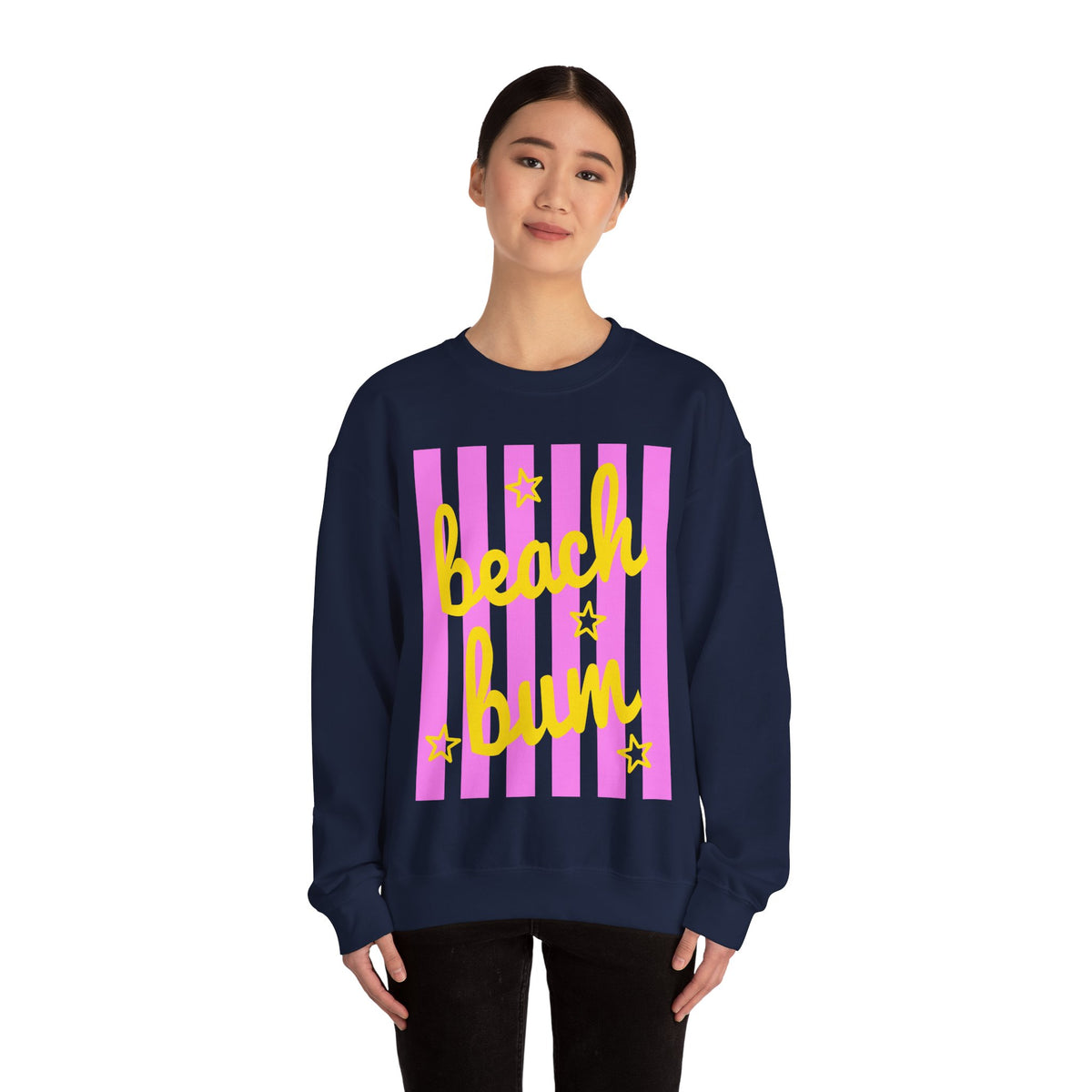 Beach Bum – Gildan Heavy Blend | Trendy Men's & Women’s Soft Sweatshirt. Direct to Garment. Printed & Shipped in the USA. Unisex Sizes.