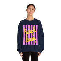 Beach Bum – Gildan Heavy Blend | Trendy Men's & Women’s Soft Sweatshirt. Direct to Garment. Printed & Shipped in the USA. Unisex Sizes.