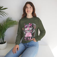 Cute But Feral, Squirrel in Pink Bibs – Gildan Heavy Blend | Trendy Women’s Soft Sweatshirt. Direct to Garment. Printed & Shipped in the USA. Unisex Sizes.