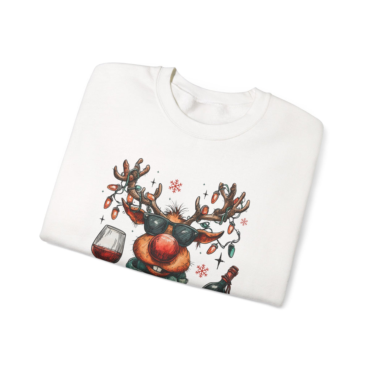 Merry & Mischievous Reindeer – Gildan Heavy Blend | Trendy Women’s and Men's Soft Sweatshirt. Direct to Garment. Printed & Shipped in the USA. Unisex Sizes.