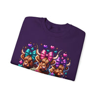 Cute Highland Cows Bingo Squad – Gildan Heavy Blend | Trendy Women’s Soft Sweatshirt. Direct to Garment. Printed & Shipped in the USA. Unisex Sizes.