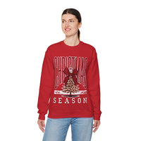 Christmas Season Leopard Tree Distressed – Gildan Heavy Blend | Trendy Women’s Soft Sweatshirt. Direct to Garment. Printed & Shipped in the USA. Unisex Sizes.