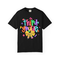 Coquette Third Grade Pencil Bow - Comfort Colors | Trendy Women's T-Shirt. Direct to Garment. Printed & Shipped in the USA. Unisex Sizes.