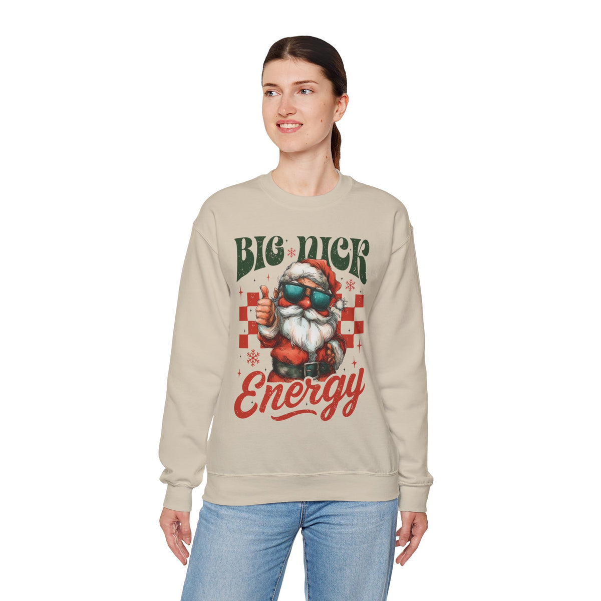 Big Nick Energy - Retro Santa Thumbs Up – Gildan Heavy Blend | Trendy Men's and Women’s Soft Sweatshirt. Direct to Garment. Printed & Shipped in the USA. Unisex Sizes.