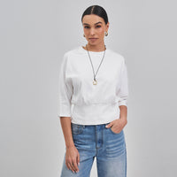Jaclyn (Ivory) 3/4 Sleeve 94% Cotton Top