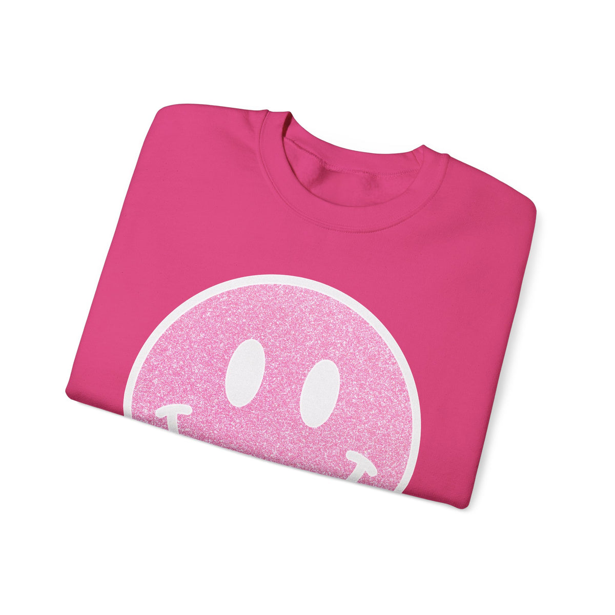 Glitter Smiley – Gildan Heavy Blend | Trendy Women’s Soft Sweatshirt. Direct to Garment. Printed & Shipped in the USA. Unisex Sizes.