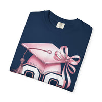Pink Coquette, Class of 2026 Graduation Cap - Comfort Colors | Trendy Women's T-Shirt. Direct to Garment. Printed & Shipped in the USA. Unisex Sizes.