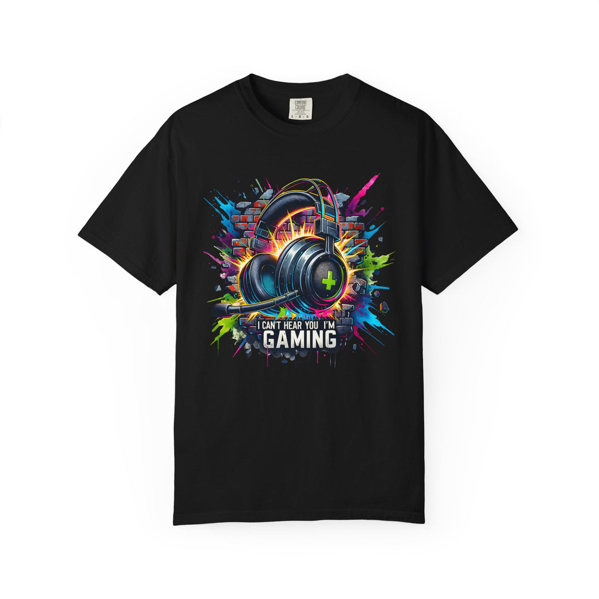 Gaming Headset I Can't Hear You, I'm Gaming - Comfort Colors | Trendy Men's And Women's T-Shirt. Direct to Garment. Printed & Shipped in the USA. Unisex Sizes.