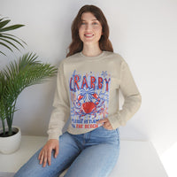 If Crabby, Please Return to Beach – Gildan Heavy Blend | Trendy Men's & Women’s Soft Sweatshirt. Direct to Garment. Printed & Shipped in the USA. Unisex Sizes.